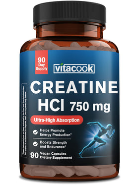 Vitacook Créatine HCl 750mg, boîte de 90 capsules végétales