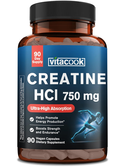 Vitacook Créatine HCl 750mg, boîte de 90 capsules végétales