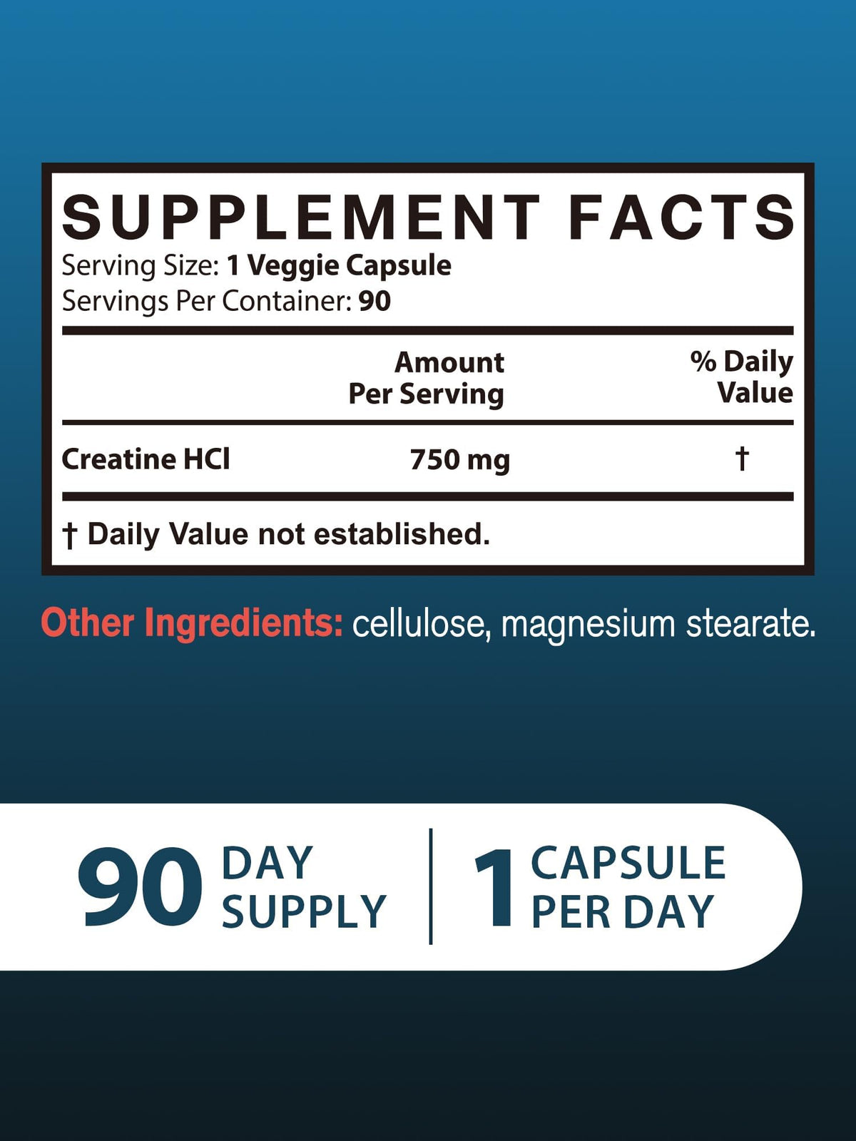 Vitacook Créatine HCl 750mg, capsule végétale en gros plan