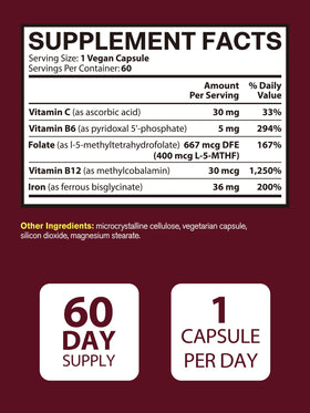 Vitacook Fer Bisglycinate 36 mg 60 Capsules Végétales vue arrière
