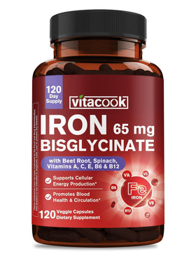 Vitacook Fer Bisglycinate 65mg 120 Capsules - vue de face