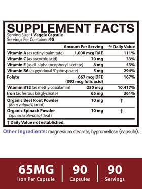 Vitacook Fer Bisglycinate 65mg en gros plan