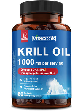 Vitacook Huile de Krill 1000 mg, 60 gélules molles en boîte