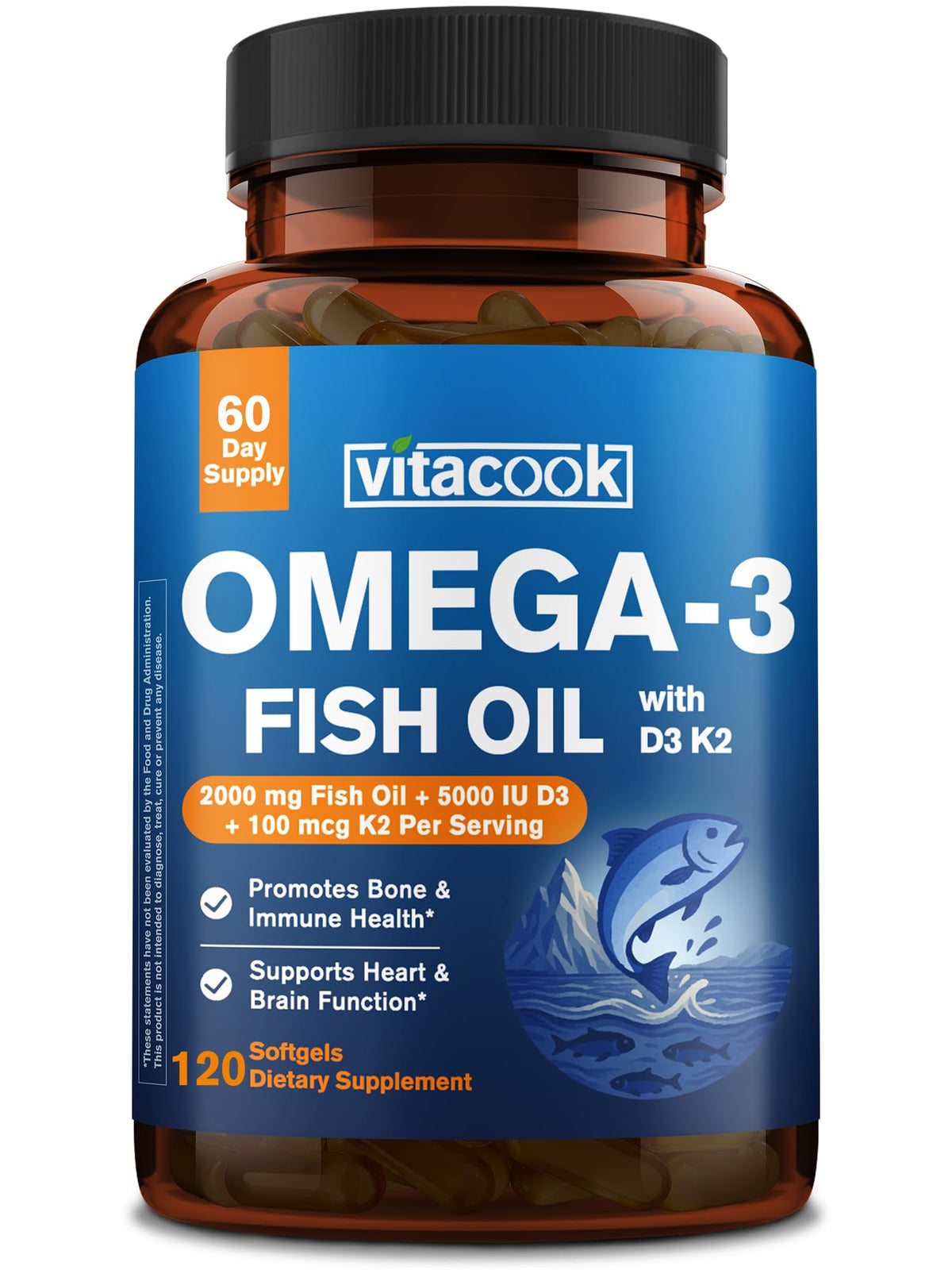 Vitacook Huile de Poisson Omega 3 2000mg 120 gélules vue avant