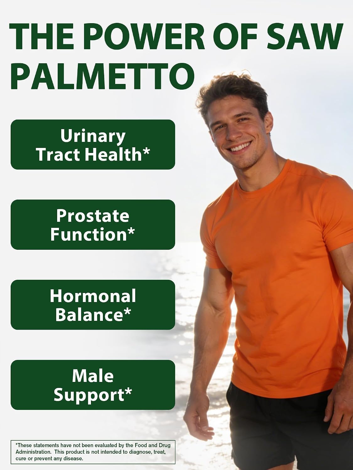 Vitacook Saw Palmetto 600mg, capsules sur fond blanc