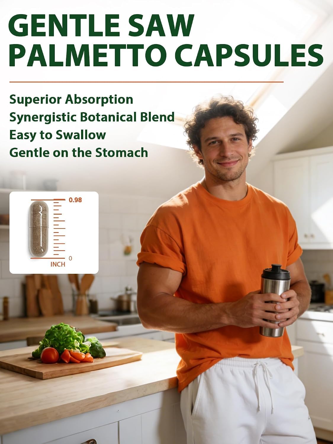 Vitacook Saw Palmetto 600mg, présentation du produit avec des plantes