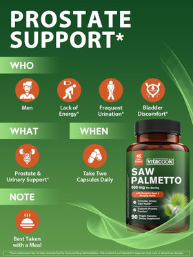 Vitacook Saw Palmetto 600mg, vue de côté de l'emballage