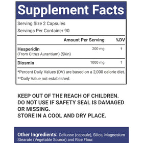 VitaCosmoX Diosmine Hespéridine 1200 mg avec dimensions du flacon