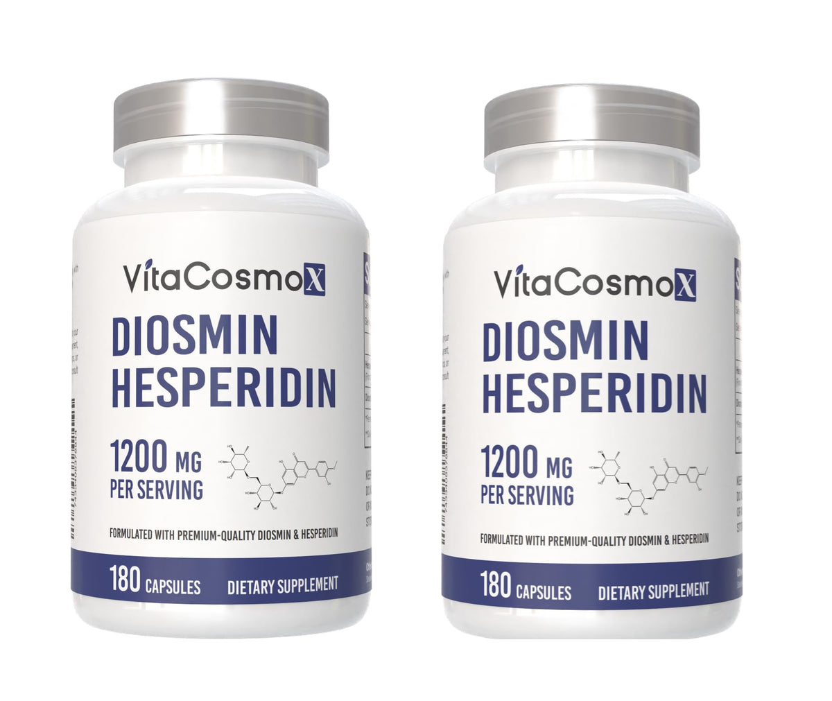 VitaCosmoX Diosmine Hespéridine 1200 mg complexe 180 capsules vue de face