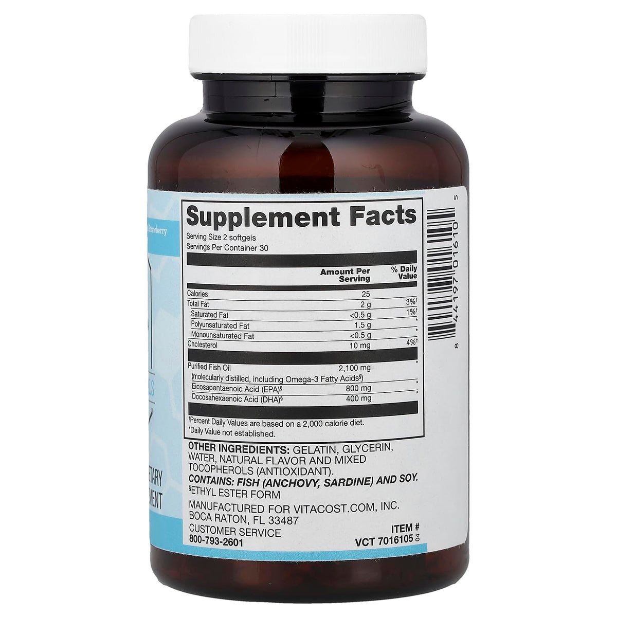 Vitacost Mega EFA capsules et étiquette détaillant les ingrédients
