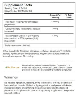 Vitacost Red Yeast Rice 1200 mg comprimés avec étiquette