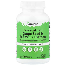 Vitacost Resveratrol 240 gélules vue avant avec étiquette