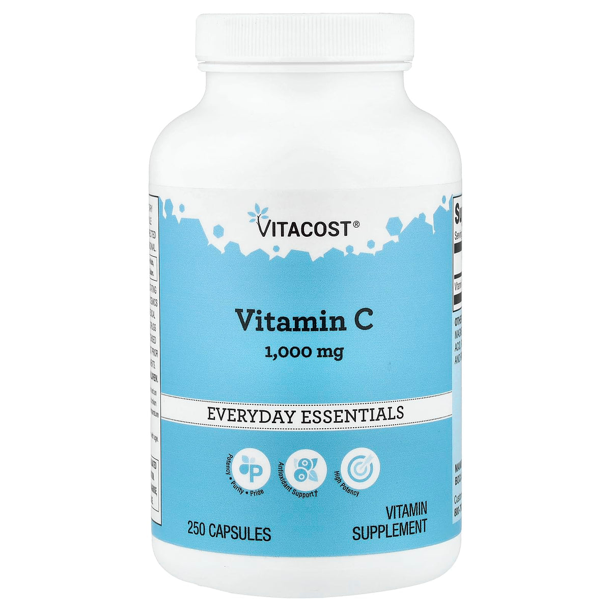 Vitacost Vitamine C 1 000 mg 250 capsules vue de face