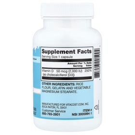 Vitacost Vitamine D3 2000 IU 300 capsules emballage