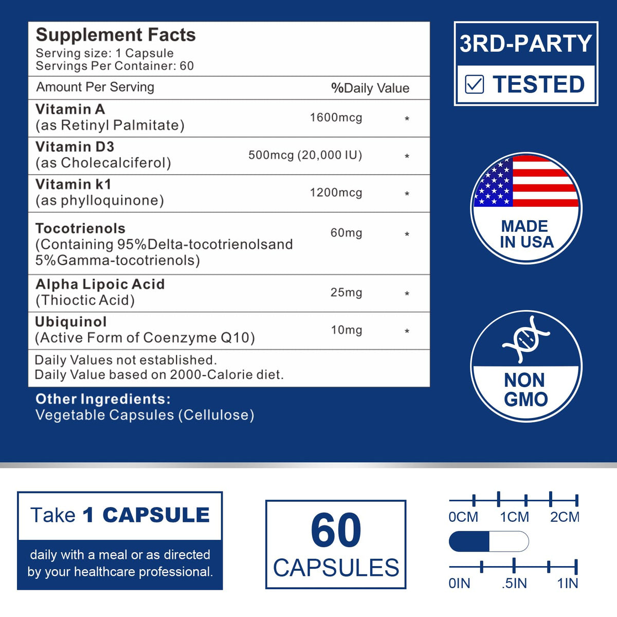 VITACRLLYNMN Complément Alimentaire ADK 20000 UI 60 Capsules arrière