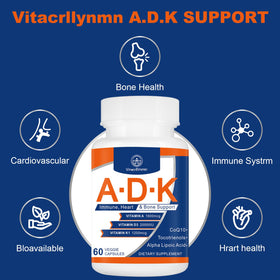 VITACRLLYNMN Complément Alimentaire ADK 20000 UI 60 Capsules ouverte avec capsules