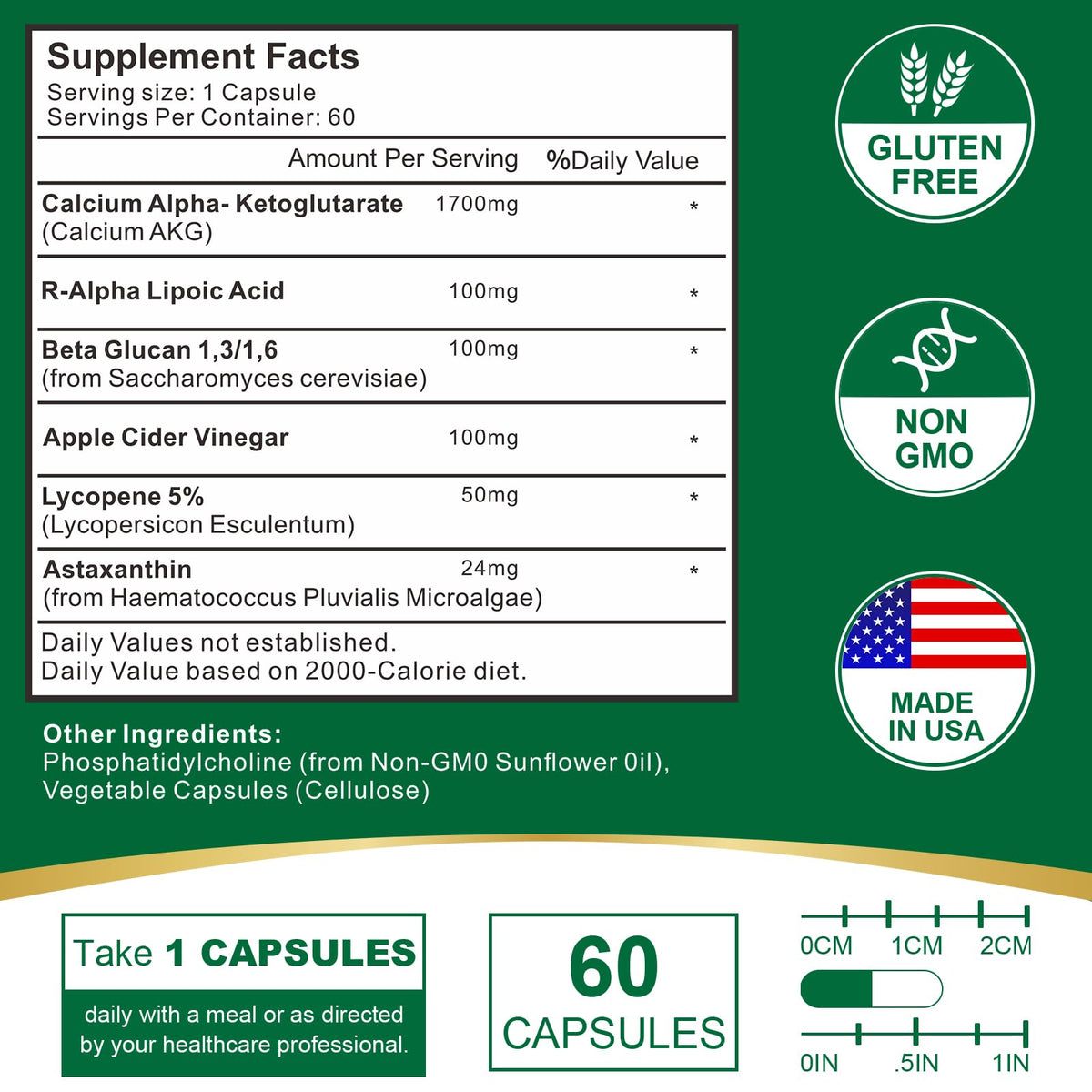 VITACRLLYNMN Complément Alimentaire Calcium AKG 1700 mg - Détails de l'emballage