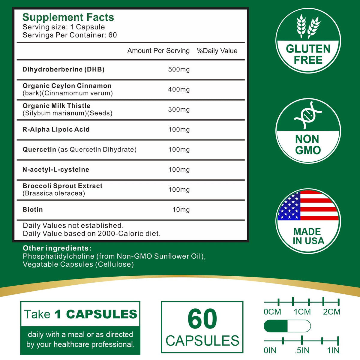 VITACRLLYNMN Dihydroberberine 1600MG 120 capsules côté