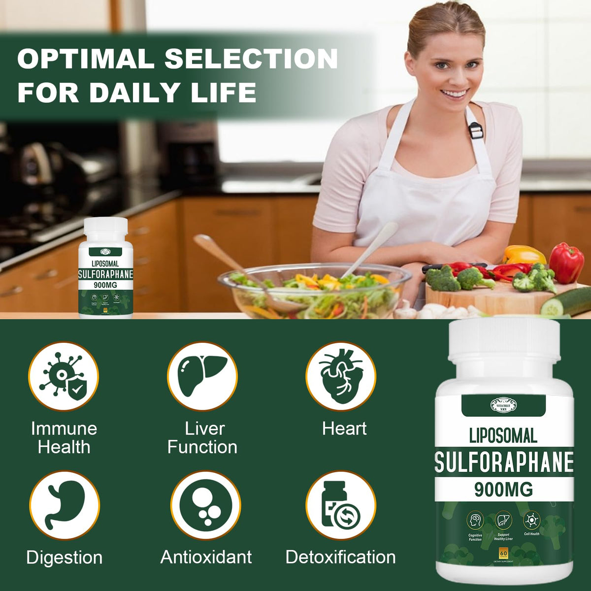 VITACRLLYNMN Liposomal Sulforaphane 900mg 180 capsules avec étiquette