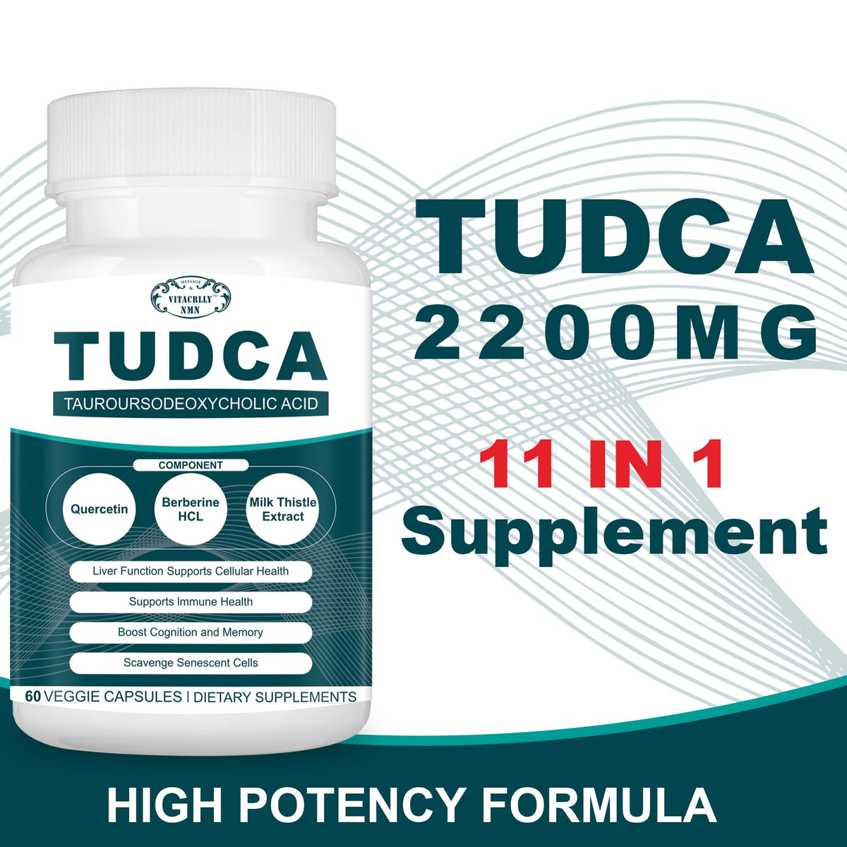 VITACRLLYNMN TUDCA 2200MG capsules avec étiquette visible