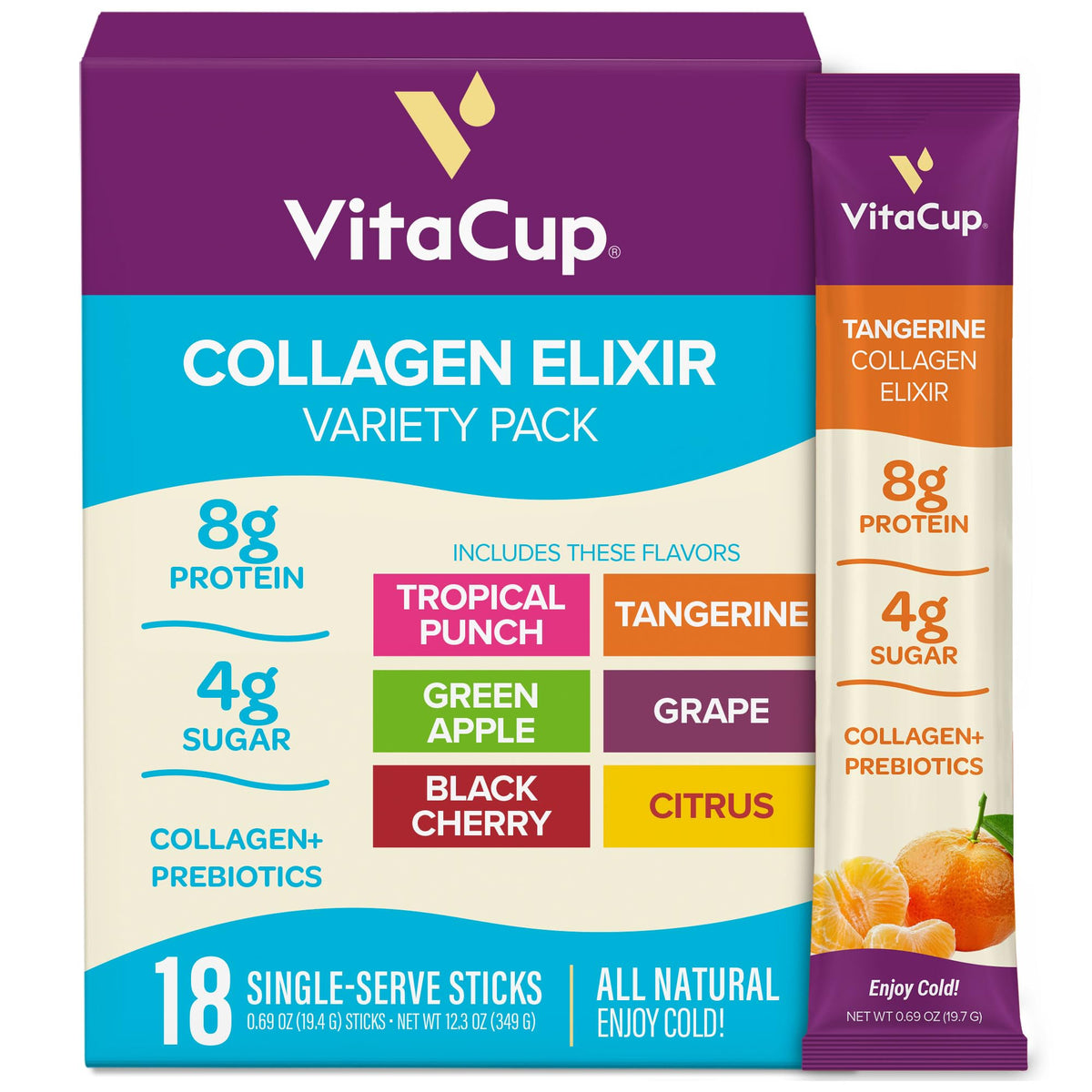 VitaCup Mélange de Boissons au Collagène - boîte avec 18 sticks