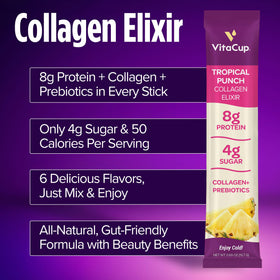 VitaCup Mélange de Boissons au Collagène - sticks de saveur Mandarine