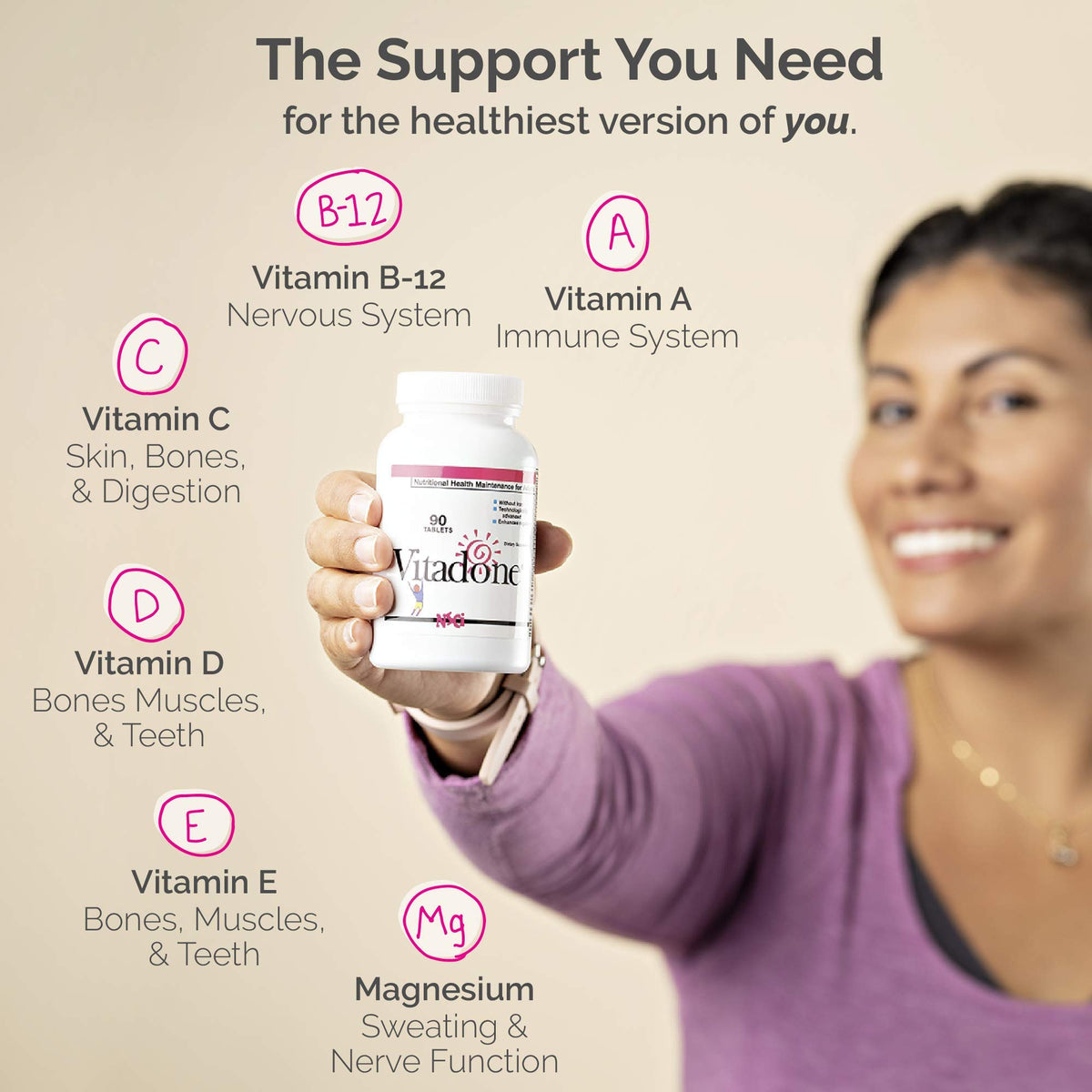 Vitadone supplément multivitaminé avec vue de l'arrière