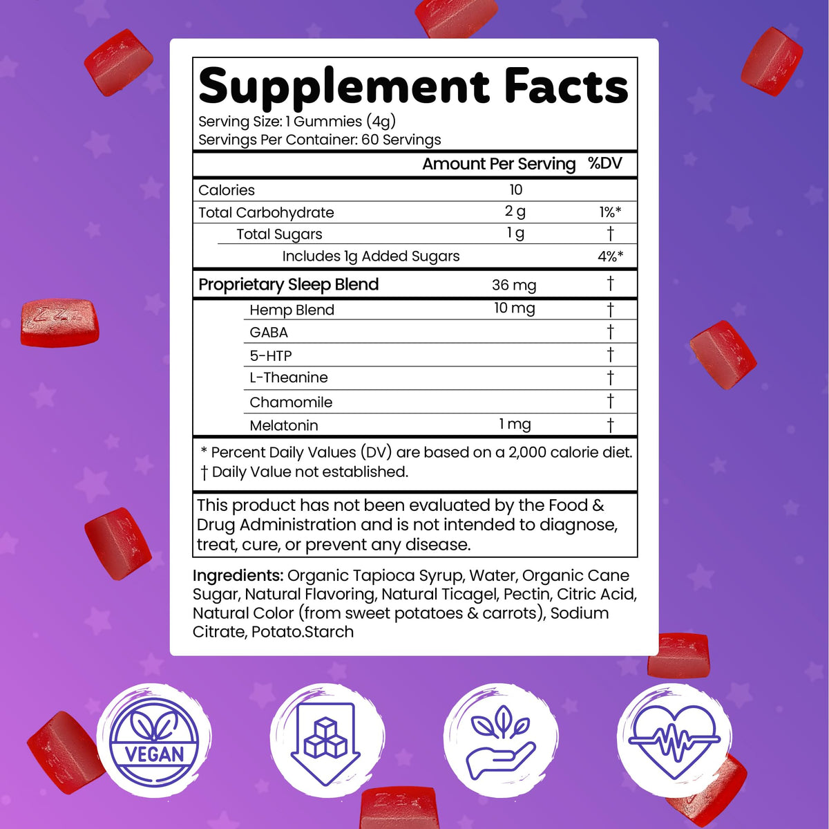 VitaDreamz Gummies de Mélatonine Premium avec emballage