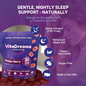 VitaDreamz Gummies de Mélatonine Premium goût Slumber Berry