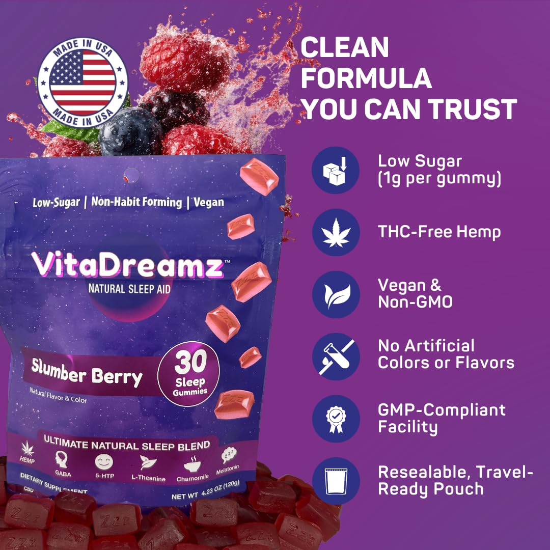 VitaDreamz Gummies de Mélatonine Premium sur fond blanc