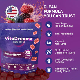 VitaDreamz Gummies de Mélatonine Premium sur fond blanc