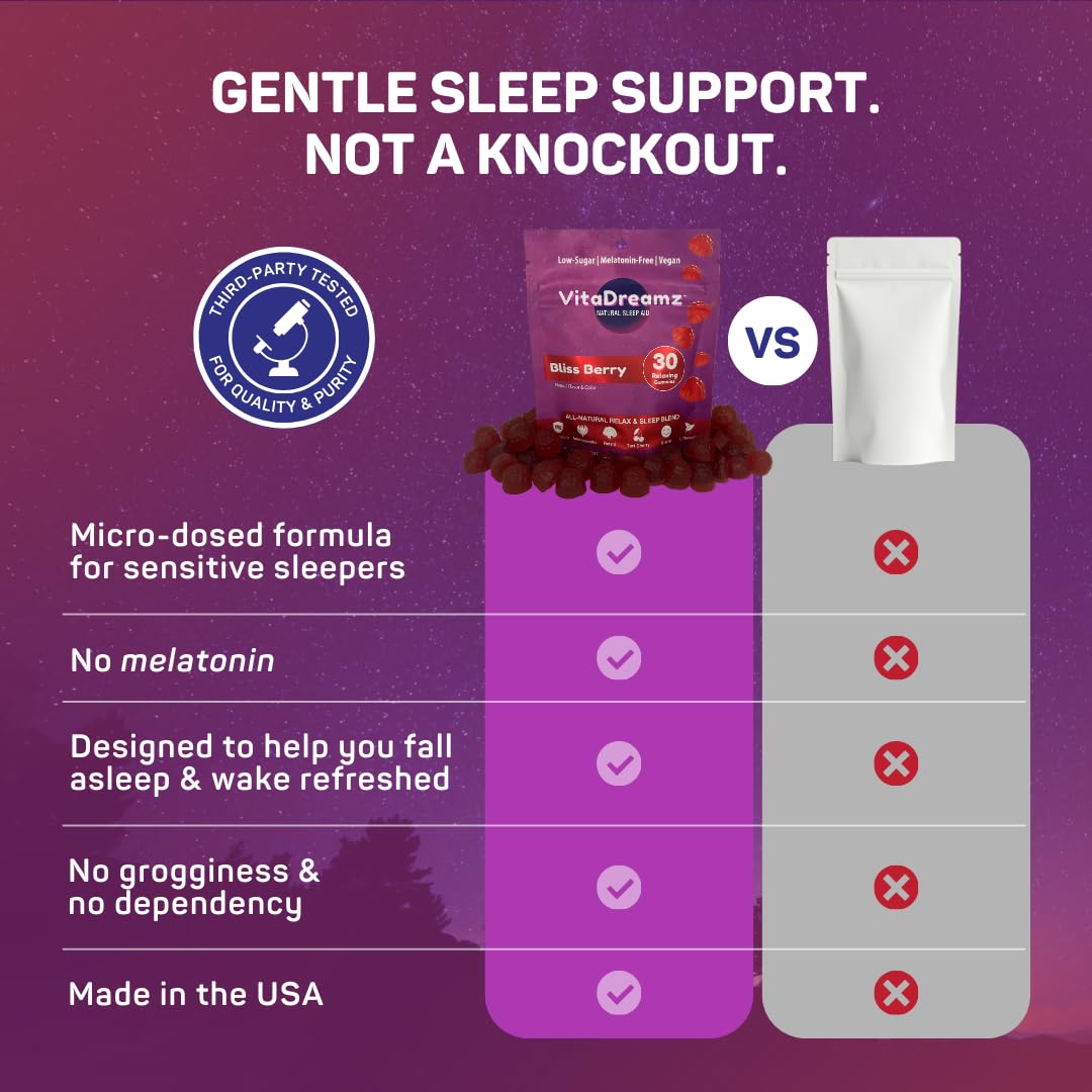 VitaDreamz Gummies de Sommeil avec des baies en arrière-plan