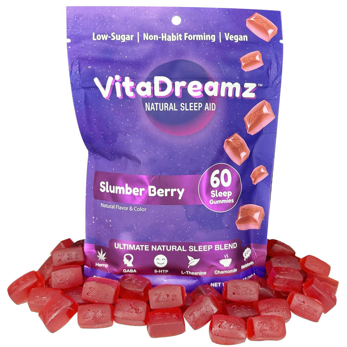 VitaDreamz Gummy de Mélatonine 60 gummies en boîte