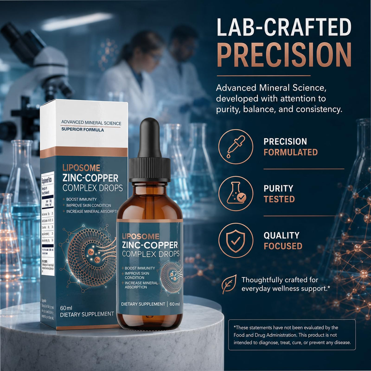VITAFOOD Gouttes Liquides Zinc Cuivre Liposomal 50mg en environnement naturel