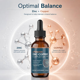 VITAFOOD Gouttes Liquides Zinc Cuivre Liposomal 50mg étiquette