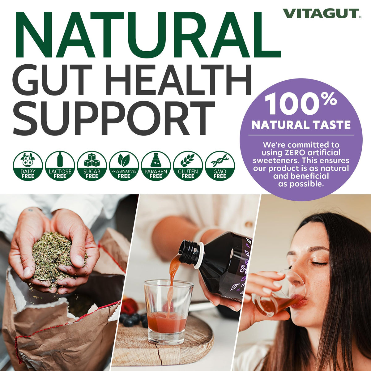 VITAGUT Probiotiques Liquides 3-en-1 avec herbes fermentées