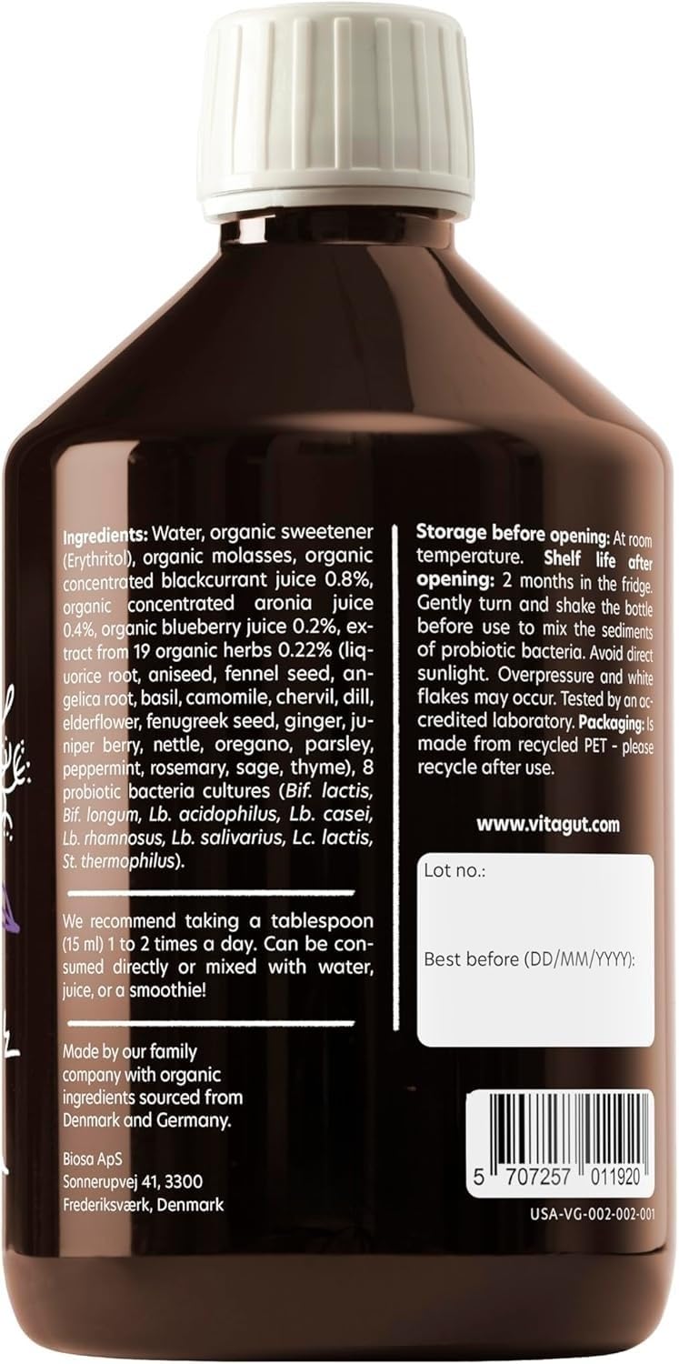 VITAGUT Probiotiques Liquides 3-en-1 avec verre de service