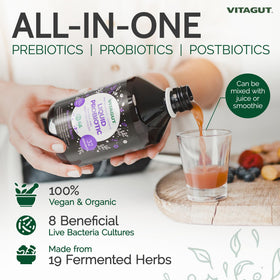 VITAGUT Probiotiques Liquides 3-en-1 bouteille ouverte