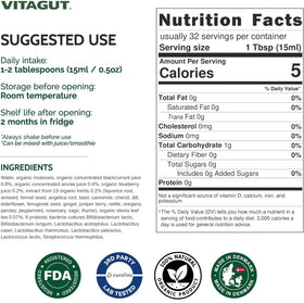 VITAGUT Probiotiques Liquides 3-en-1 en verre recyclé