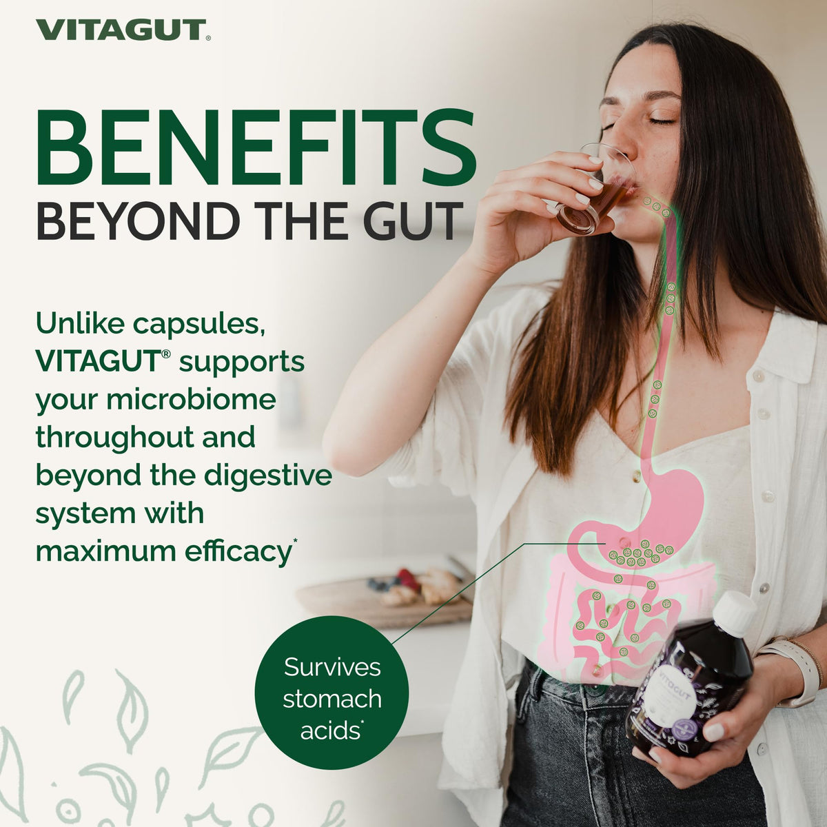 VITAGUT Probiotiques Liquides 3-en-1 étiquette avec ingrédients