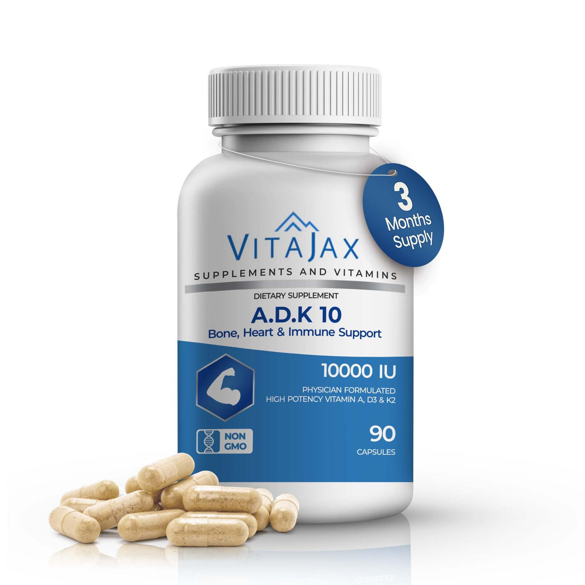 VITAJAX ADK 10 bouteille de 90 capsules vue de face