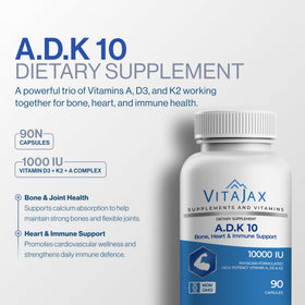 VITAJAX ADK 10 capsules sur une table