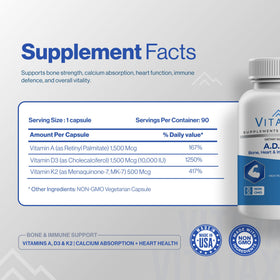 VITAJAX ADK 10 flacon de 180 capsules sur une table