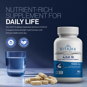 VITAJAX ADK 10 flacon ouvert montrant les capsules