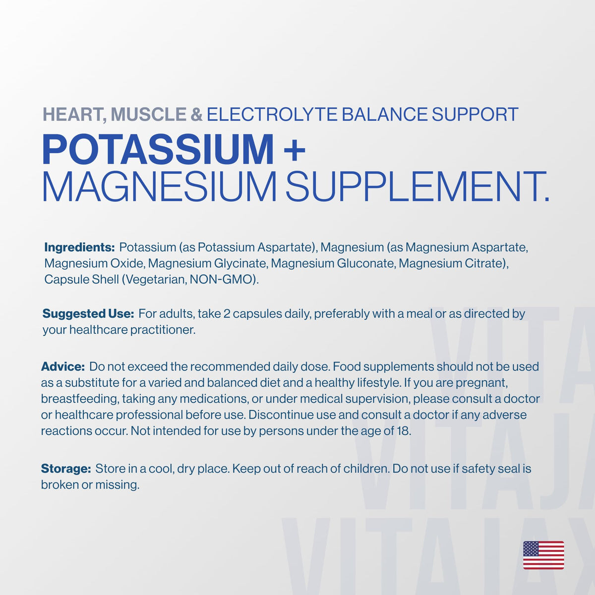 VITAJAX Potassium Magnésium 1000mg gélules et verre d'eau