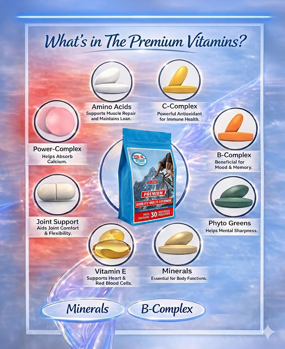 VITAL 4U Multivitamines et leurs ingrédients