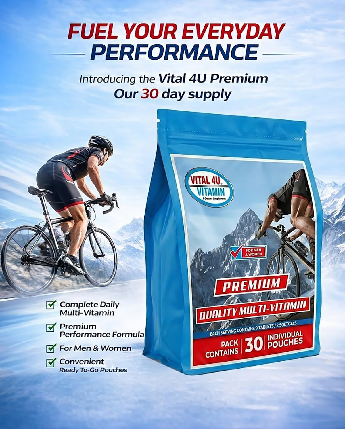 VITAL 4U Multivitamines sur un fond de bureau