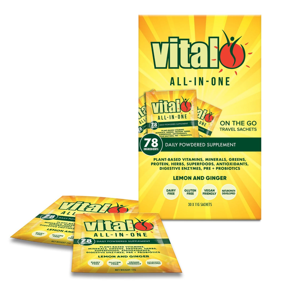 Vital Complément Alimentaire Citron Gingembre sachets en boîte