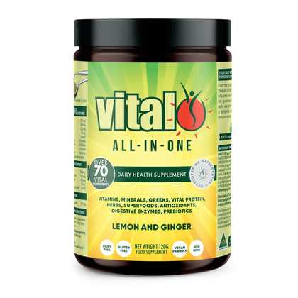 Vital Complément Alimentaire en Poudre 120 g - Goût Citron et Gingembre, vue de face