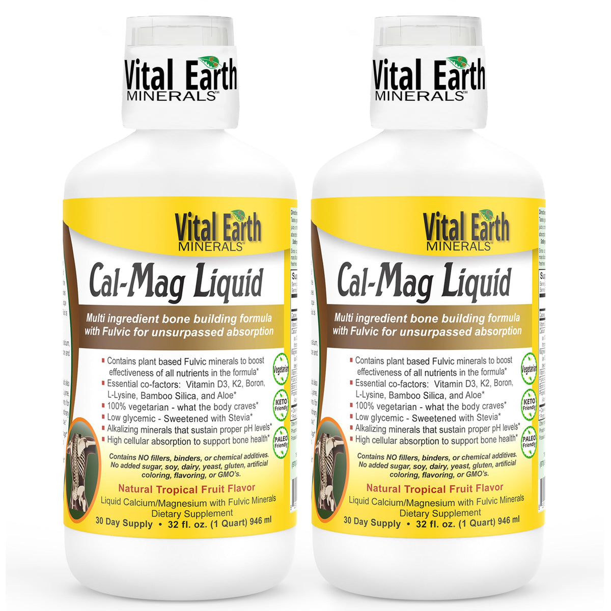 Vital Earth Minerals Cal-Mag Liquide 32 Oz bouteille avant